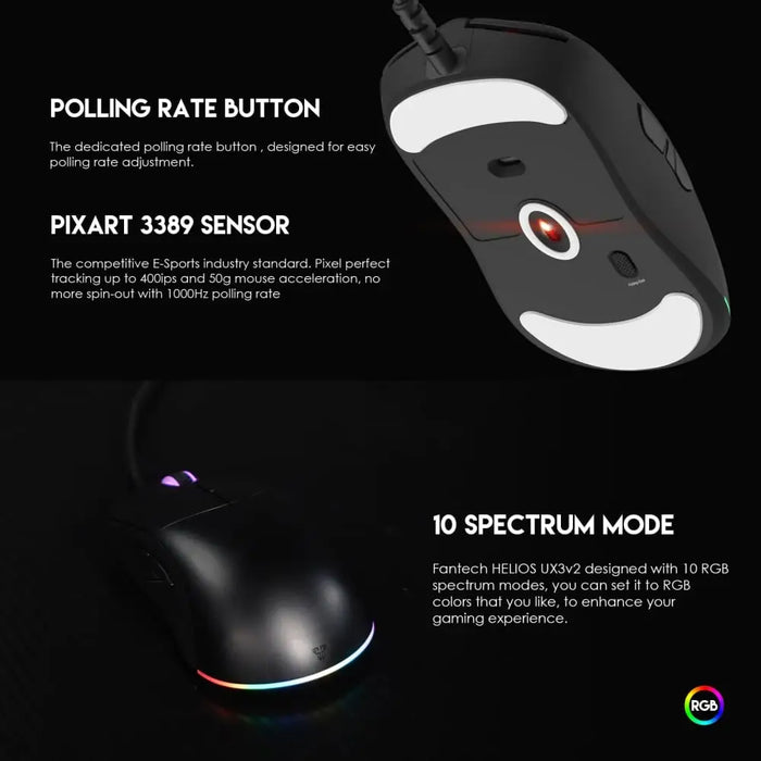 Ux3-v2 Profession Gaming Mouse Pixart 3389 16000dpi 1000hz