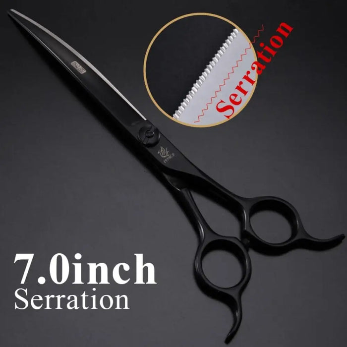 Professional 7 Inch Curved Cutting Scissors Blade With Saw