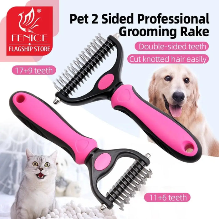 Professional Dog Comb Rake 2 In 1 Safe Double-sided