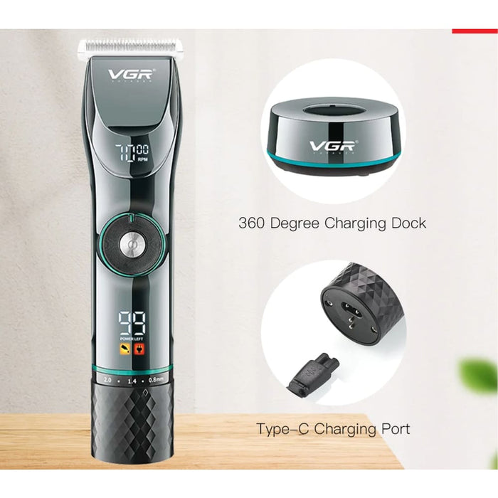 Professional Electric Cordless Rechargeable 15 Motor Speed Adjust Hair Trimmer For Men