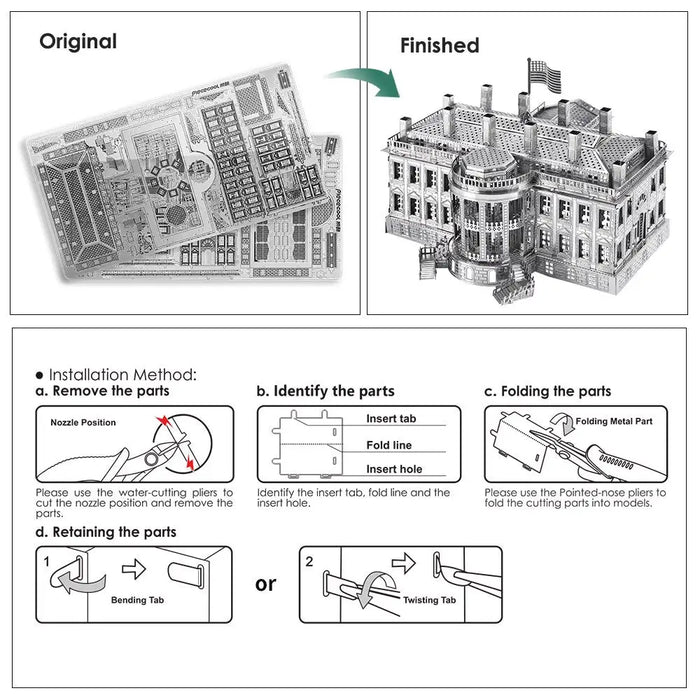 Puzzle 3d Metal The White House Model Building Kits Jigsaw