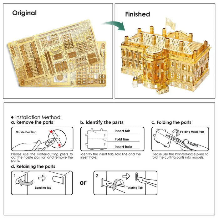 Puzzle 3d Metal The White House Model Building Kits Jigsaw