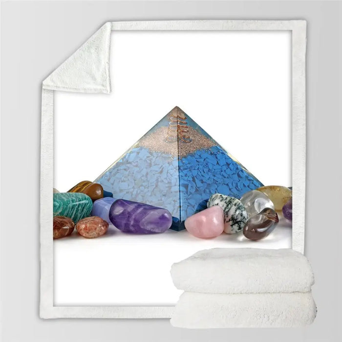 Pyramid Sherpa Throw Blanket Egyptian Bedspread Desert