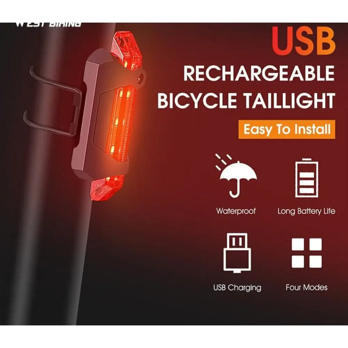 Usb Rechargeable 4 Mode Bicycle Taillight