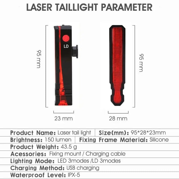 Usb Rechargeable Laser Bicycle Taillight