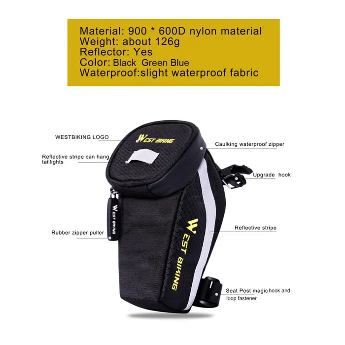 Reflective Stripes Design Waterproof Seatpost Pannie Bag