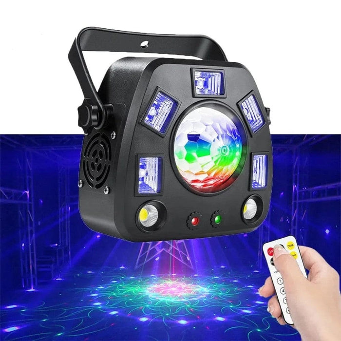 Remote DMX Laser Projector Strobe Magic Ball UV 4IN1 Stage Lighting Effect DJ Disco Party Holiday Dance Wedding Black Lamp