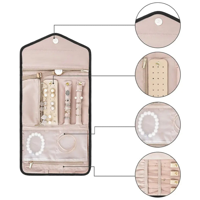 Roll Foldable Jewelry Case For Journey Travel Organizer
