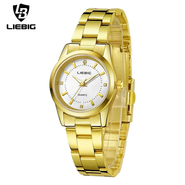 Romantic Style Ladies Female Wristwatch Luxury Golden Stainless Steel Watches Women Clock