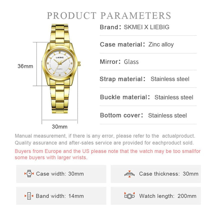 Romantic Style Ladies Female Wristwatch Luxury Golden Stainless Steel Watches Women Clock