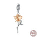 3d Rose Flower Pendant Charm 925 Sterling Silver Gold