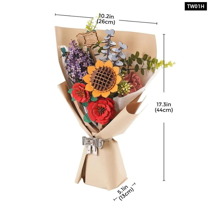 Rowood Diy Wooden Flower Bouquet Beautiful Hand-make Gifts