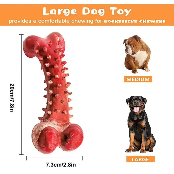 Rubber Durable Teeth Cleaning Beef Flavor Dog Bone Chew Toy