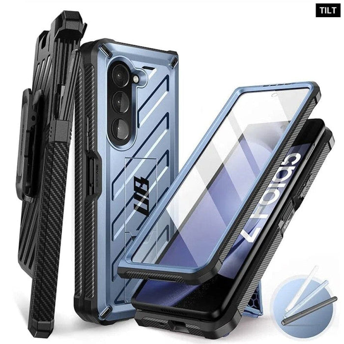 UB Rugged Belt Clip Shockproof Protective Case with Built-in Screen Protector For Samsung Galaxy Z Fold 5 (2023)