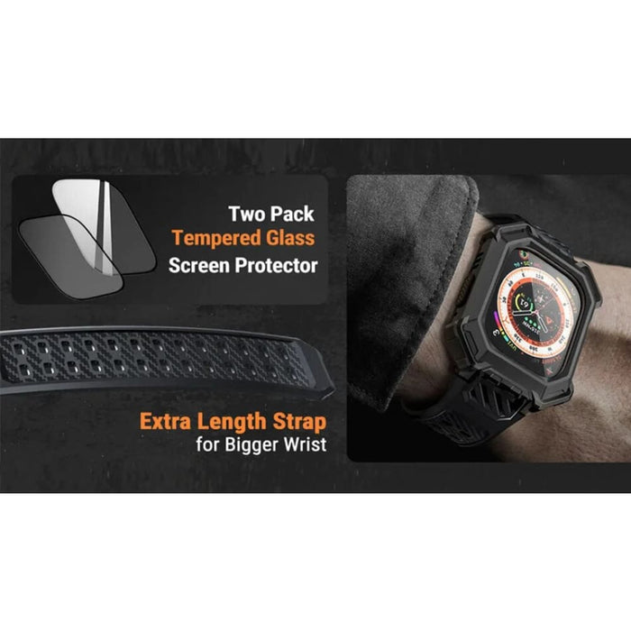 Rugged Protective Metal Case with 2 Screen Protector Band For Apple Watch