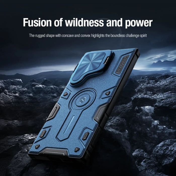 For Samsung Galaxy S24 Ultra Camshield Armor Prop Flip Lens Bracket Case With Kickstand