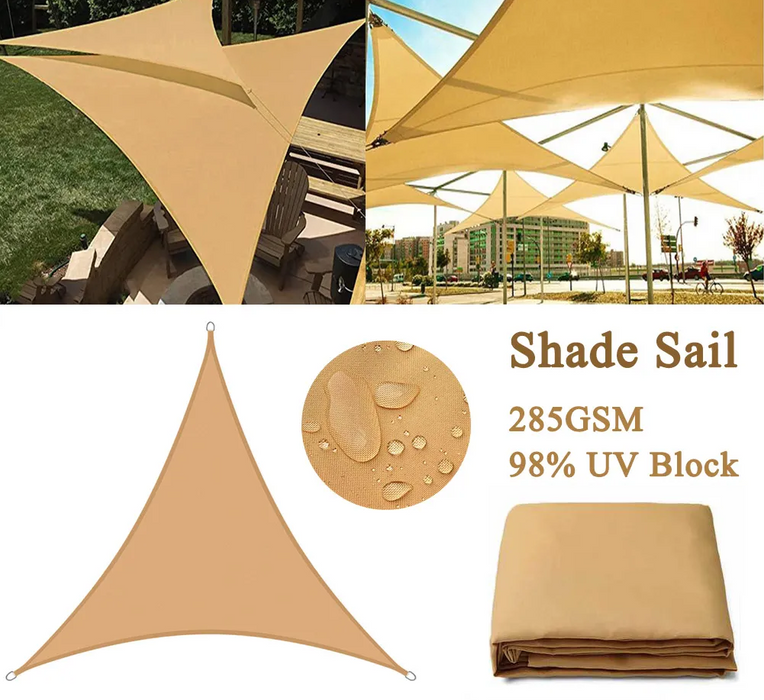 Sand Yellow Triangle Sunshade Outdoor Sun Shelter Waterproof Awnings Protection Canopy Garden Patio Pool Shade Sail