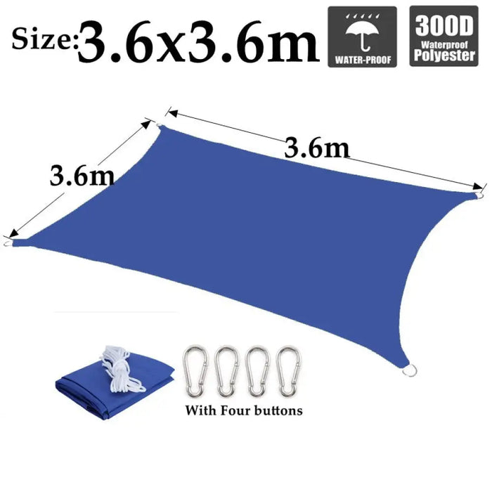 Sapphire Blue Waterproof Sun Sail Outdoor Awnings Polyester