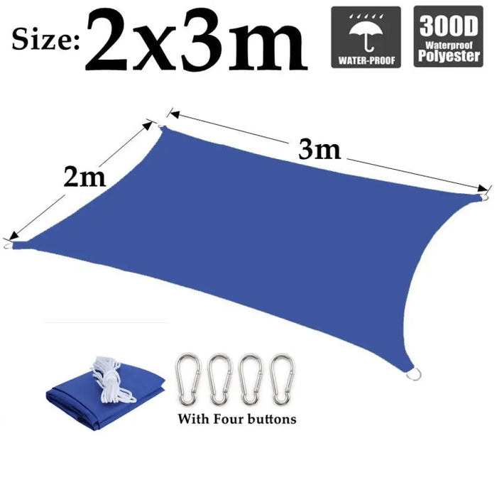 Sapphire Blue Waterproof Sun Sail Outdoor Awnings Polyester