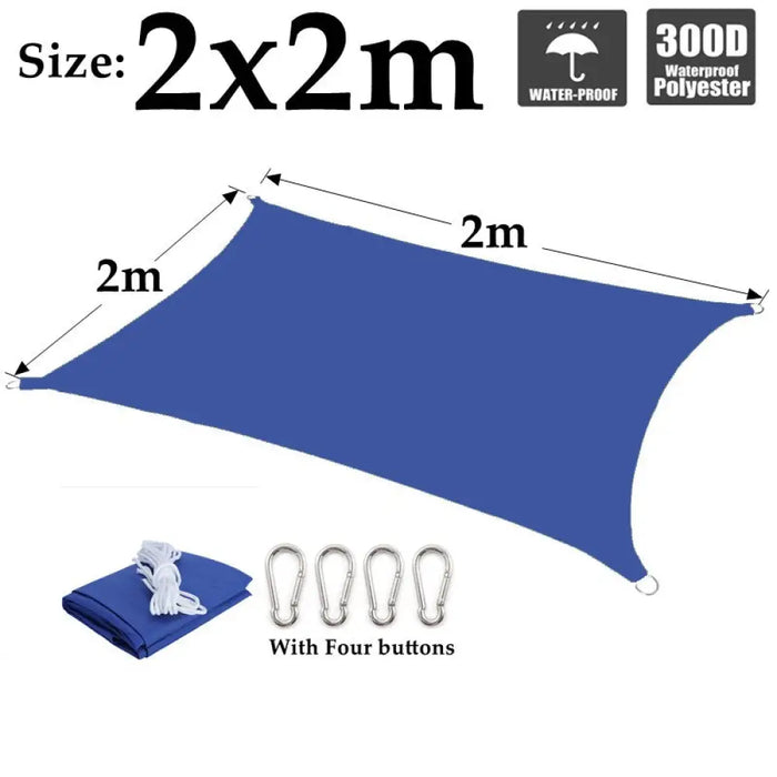 Sapphire Blue Waterproof Sun Sail Outdoor Awnings Polyester