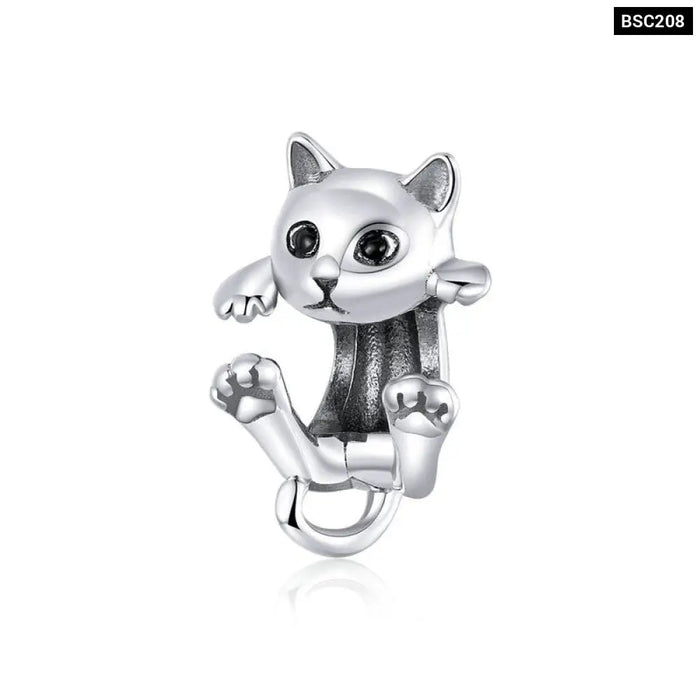 Pet Series 925 Sterling Silver Cartoon Black Cat Charms