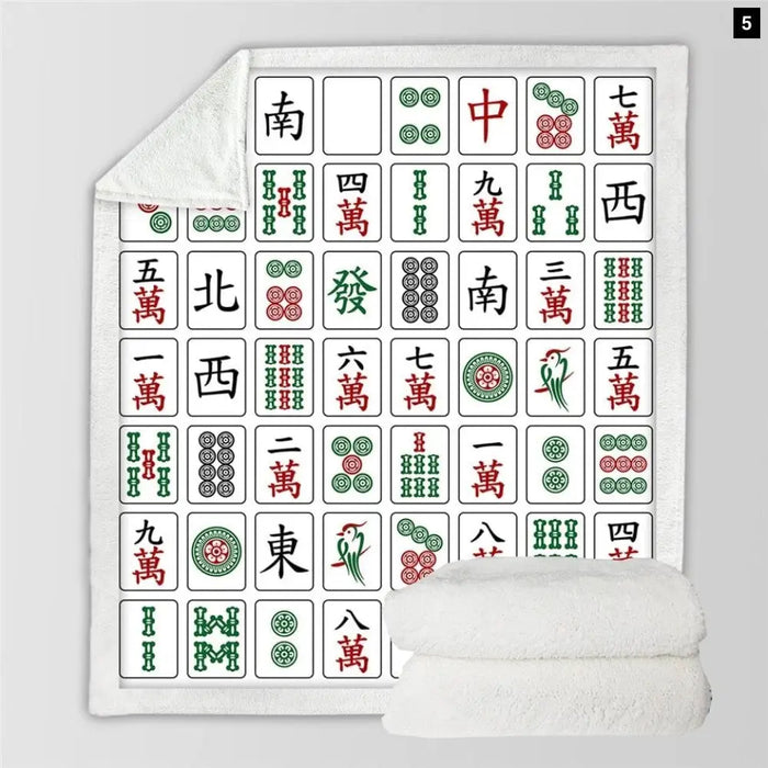 Sherpa Fleece Blanket Mahjong bed For Adults 3d Games Soft