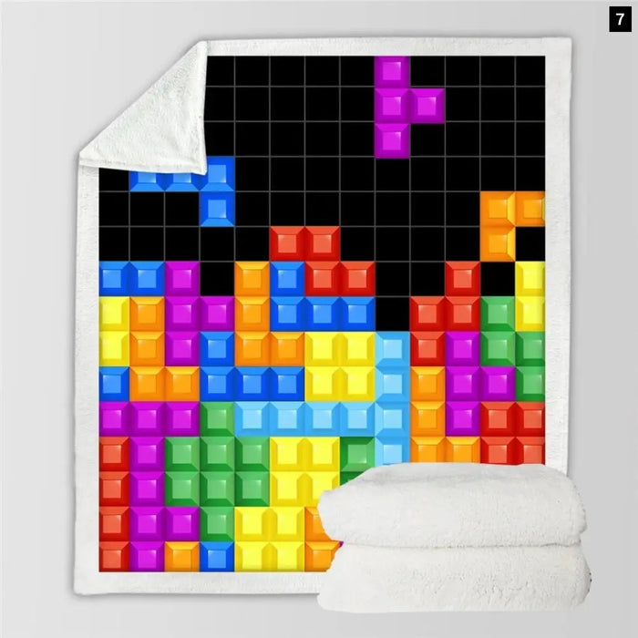 Sherpa Fleece Blanket Mahjong bed For Adults 3d Games Soft