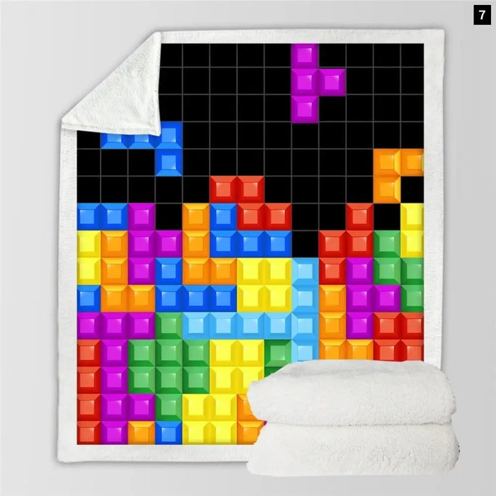 Sherpa Fleece Blanket Mahjong Bed For Adults 3d Games Soft