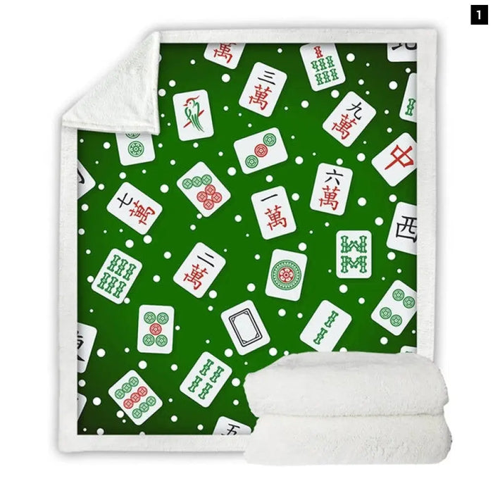 Sherpa Fleece Blanket Mahjong bed For Adults 3d Games Soft