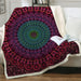 Sherpa Throw Blanket Turquoise Paisley Mandala Design