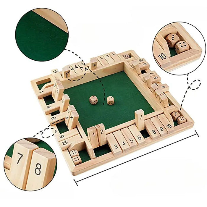 Vibe Geeks Shut The Box Wooden Dice Game Board For Kids &