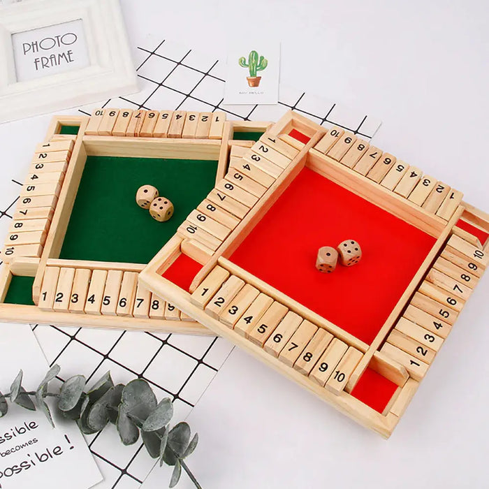 Vibe Geeks Shut The Box Wooden Dice Game Board For Kids &