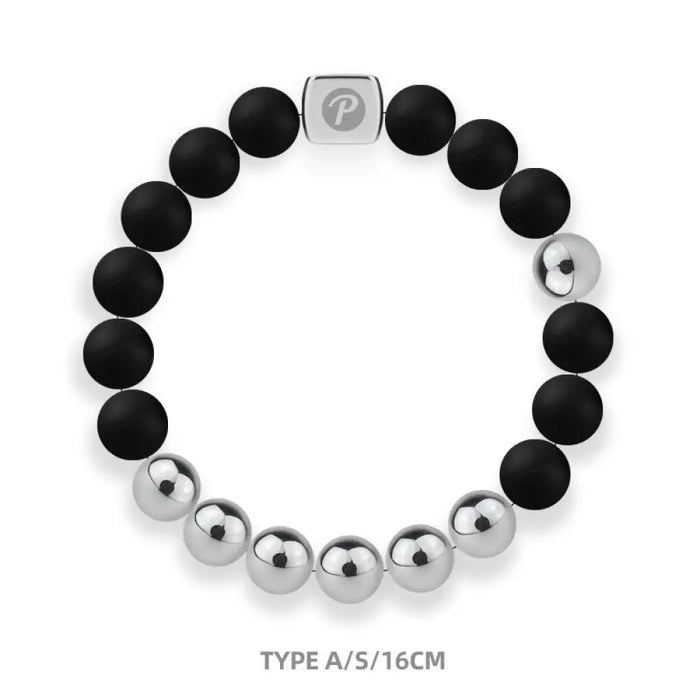 Silicone 316 Steel Silver Anions Black Elastic Bracelets For