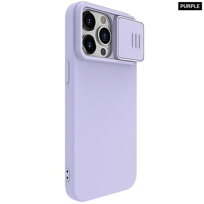 Silky Liquid Silicone Slide Camera Protection Cover For iPhone 15 / 15 Pro