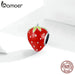 Silver Lovely Strawberry Sweet Fruit Red Enamel 925 Sterling