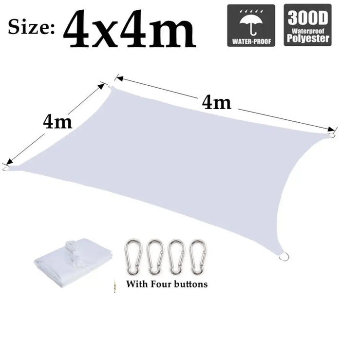 Big Size White 300d Polyester Rainproof Sunshade Sail