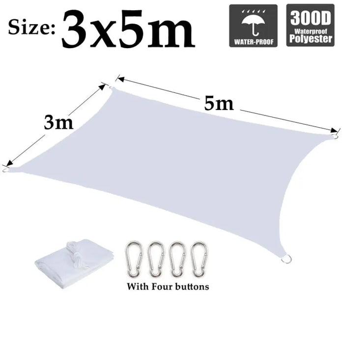 Big Size White 300d Polyester Rainproof Sunshade Sail