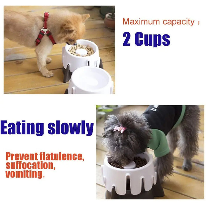 Non-slip Adjustable Height Slow Feeder Dog Bowlfor Small