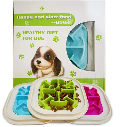 Non-slip Anti-gulping Pet Food Eat Slow Feeder Dog Bowl