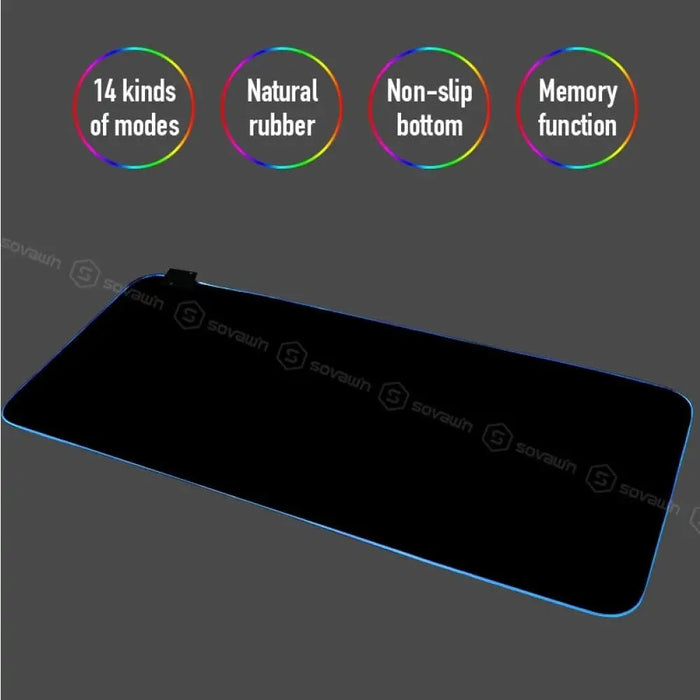 Non-slip All Black Rgb Gaming Mouse Pad For Pc Keyboard