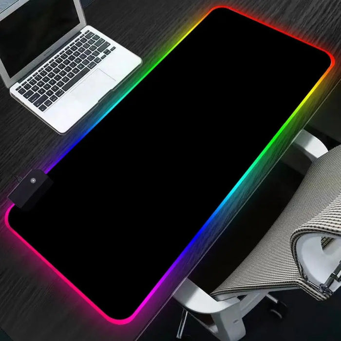 Non-slip All Black Rgb Gaming Mouse Pad For Pc Keyboard