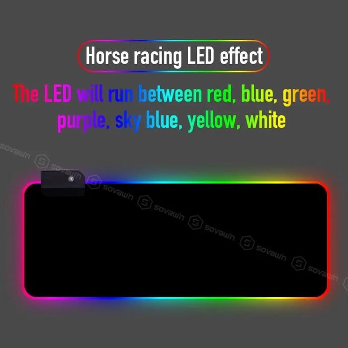 Non-slip All Black Rgb Gaming Mouse Pad For Pc Keyboard