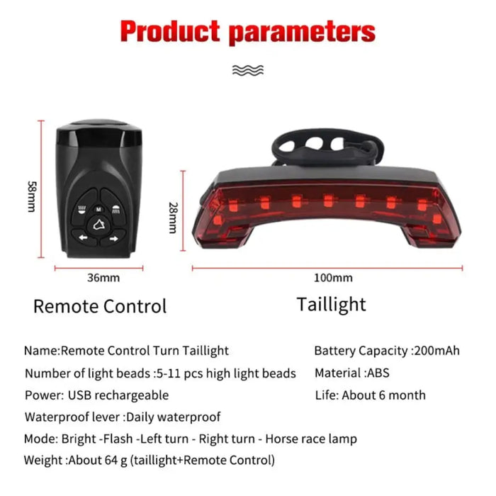 Smart Wireless Remote Control Tail Light For Bicycle