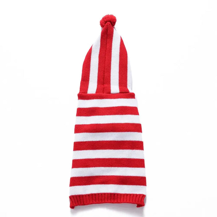 Soft Comfortable Hooded Striped Pullover Christmas Sweater