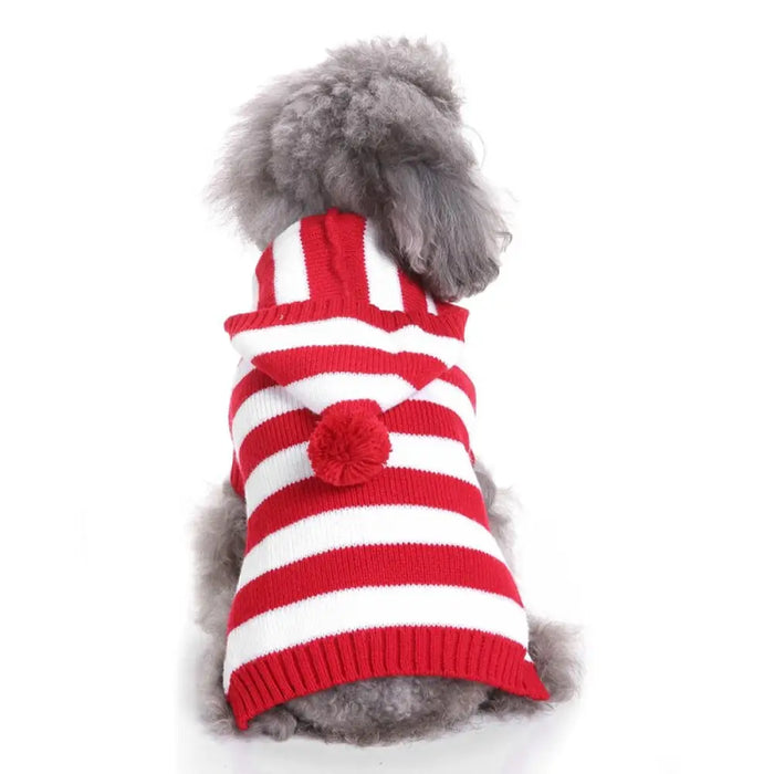 Soft Comfortable Hooded Striped Pullover Christmas Sweater