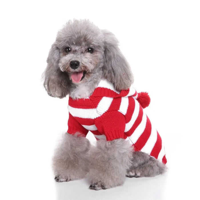 Soft Comfortable Hooded Striped Pullover Christmas Sweater