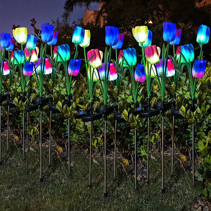 Vibe Geeks Solar Powered Tulip Flower Outdoor Garden