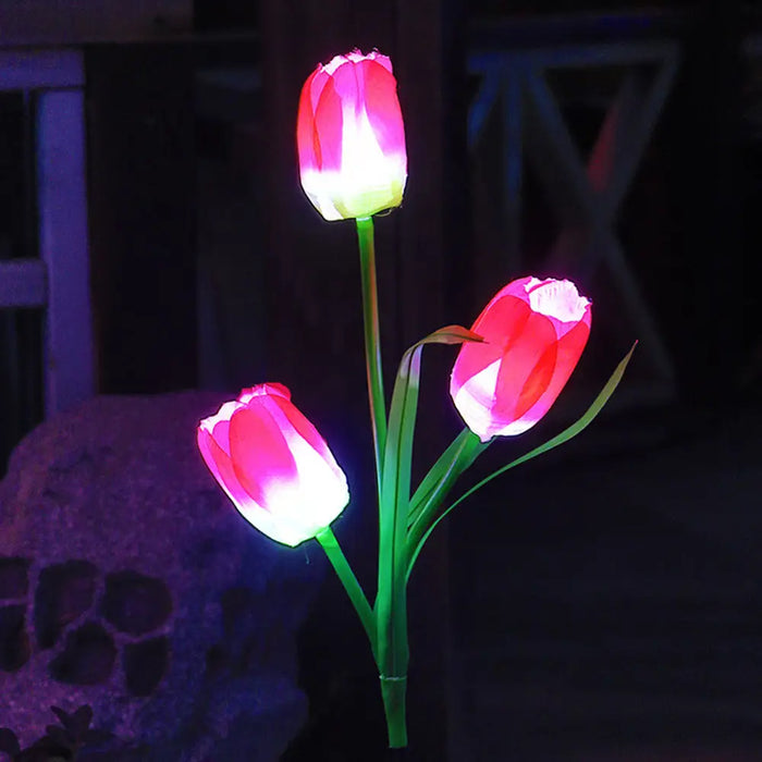 Vibe Geeks Solar Powered Tulip Flower Outdoor Garden