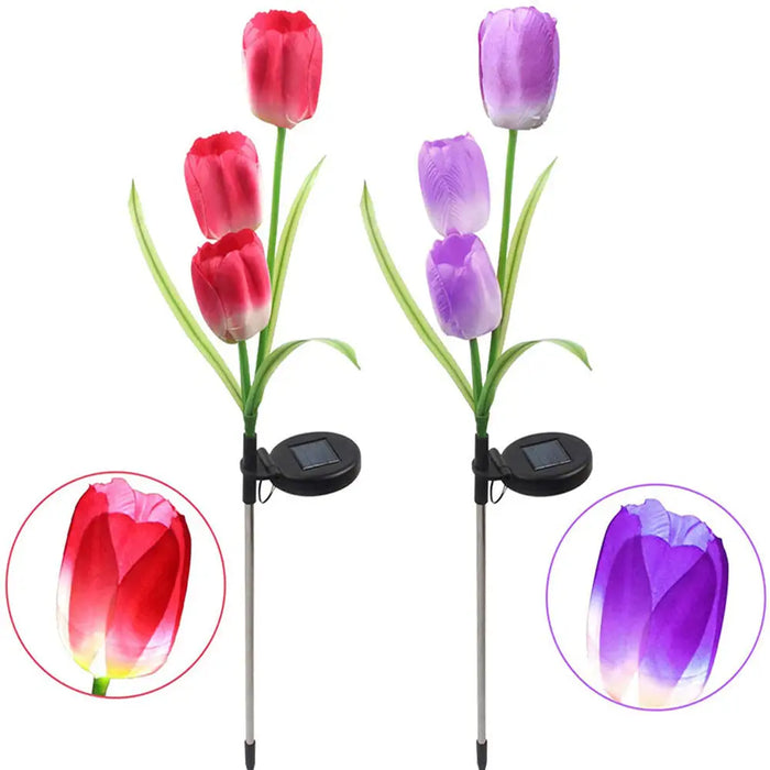 Vibe Geeks Solar Powered Tulip Flower Outdoor Garden