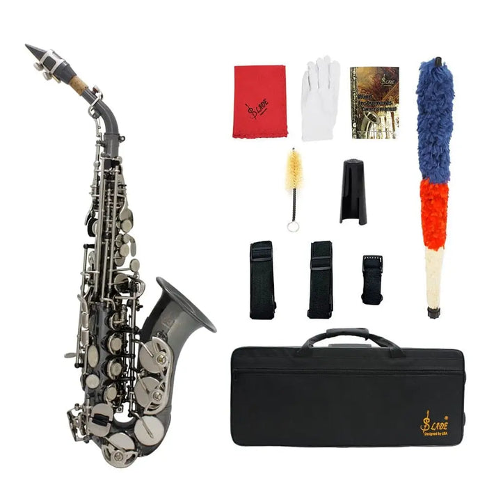 Bb Soprano Saxophone Sax Brass Material Black Nickel Plated